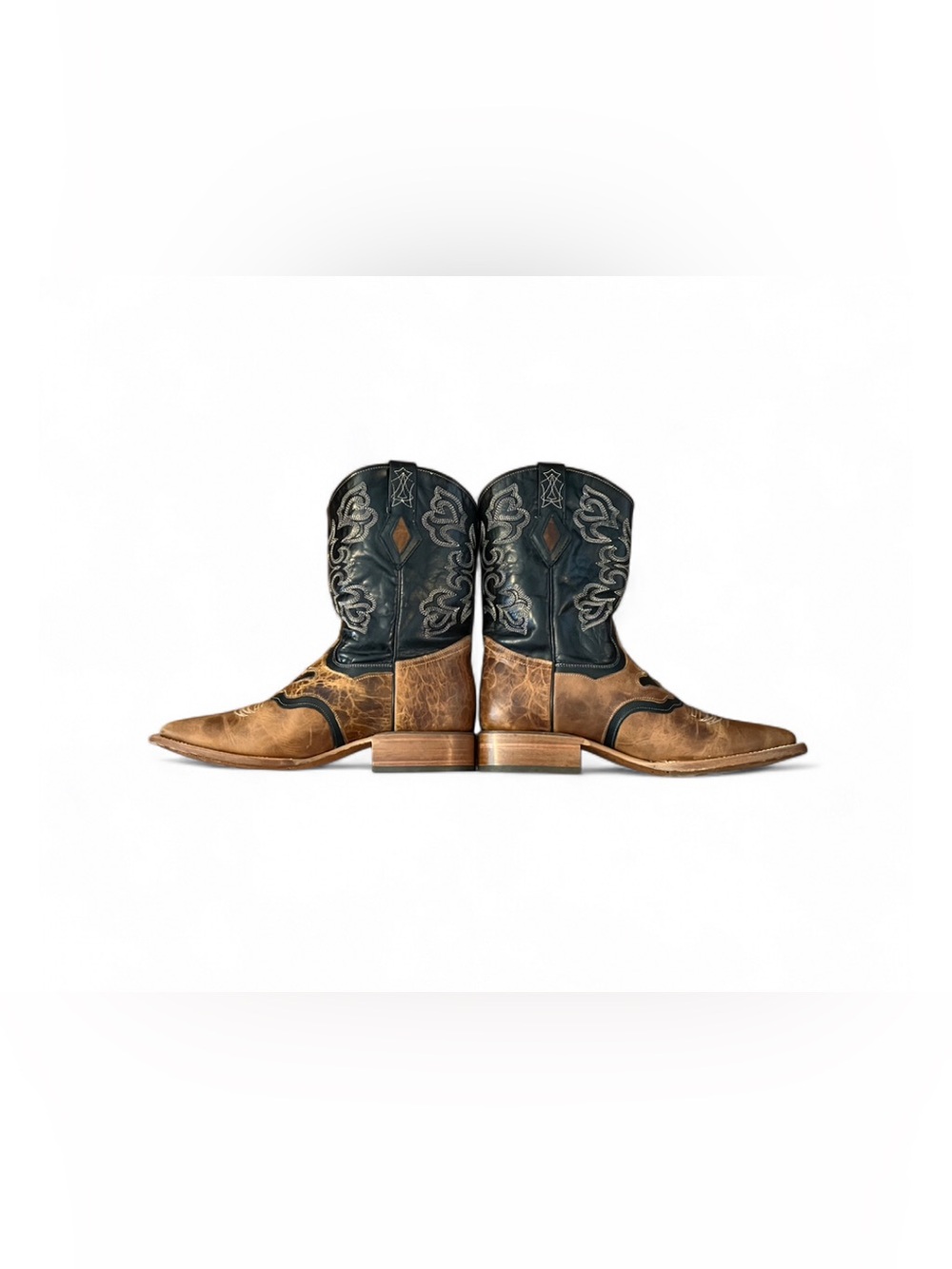 J.B. Dillon Classic Two-Tone Western Cowboy Boots in Brown & Black - Picture 2 of 6